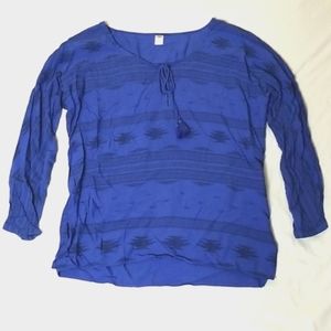 Old Navy Blue & Black Patterned Top